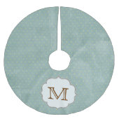 グリーンブルー水玉模様モノグラムイニシャルツリースカート ブラッシュドポリエステルツリースカート (正面)