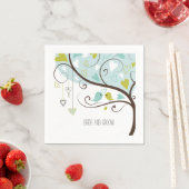 グリーンブルー結婚ラブバード スタンダードカクテルナプキン (インサイチュ)