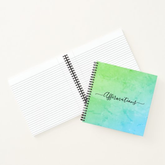 グリーンブルー絞り染めブラックタイポグラフィ主張 ノートブック (内部)