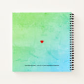 グリーンブルー絞り染めブラックタイポグラフィ主張 ノートブック (裏面)