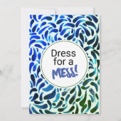 グリーンブルー絵画アートの誕生日パーティー少年 招待状 (裏面)