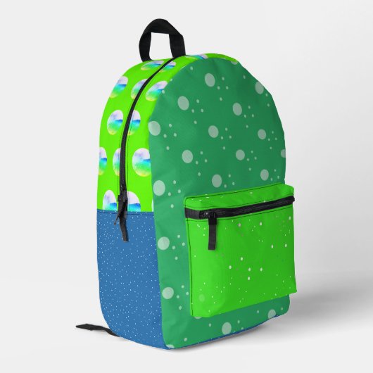 グリーンブルー芸術的水玉模様バックパック プリントバックパック (裏面左端)