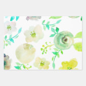 グリーンブルー金ゴールドダマスクレースフローララッピング紙 ラッピングペーパーシート (正面3)