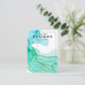 グリーンブルー金ゴールドトレンディーイヤリングディスプレイカード 名刺 (スタンド正面)