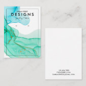 グリーンブルー金ゴールドトレンディーイヤリングディスプレイカード 名刺 (正面/裏面)