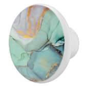 グリーンブルー金ゴールド大理石かわいらし セラミックノブ (右)