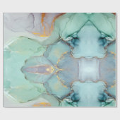 グリーンブルー金ゴールド大理石かわいらし ラッピングペーパー (フラット)