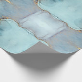 グリーンブルー金ゴールド大理石かわいらし ラッピングペーパー (角)