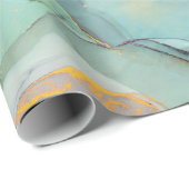 グリーンブルー金ゴールド大理石かわいらし ラッピングペーパー (ロールコーナー)