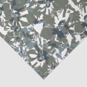 グリーンブルー開花フローラルパターン 薄葉紙 (詳細)