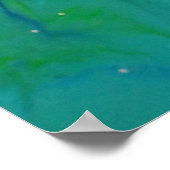 グリーンブルー鮮やかなストライプ抽象芸術流体 ポスター (角)