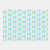 グリーンブルー20誕生日 ラッピングペーパーシート (正面)