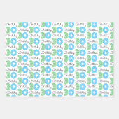 グリーンブルー30歳の誕生日 ラッピングペーパーシート (正面)