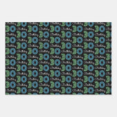 グリーンブルー30歳の誕生日 ラッピングペーパーシート (正面3)