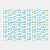 グリーンブルー40歳の誕生日 ラッピングペーパーシート (正面)