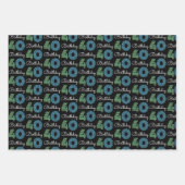 グリーンブルー40歳の誕生日 ラッピングペーパーシート (正面3)