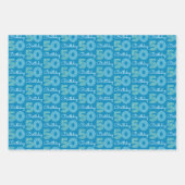 グリーンブルー50誕生日 ラッピングペーパーシート (正面3)