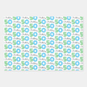 グリーンブルー50誕生日 ラッピングペーパーシート (正面)