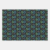 グリーンブルー50誕生日 ラッピングペーパーシート (正面3)