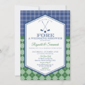 グリーンブルーPAR-TEEゴルフカップルシャワー招待状 招待状 (正面)