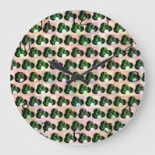 グリーンブロックアート芝生ボウルのパターン、壁時計 ラージ壁時計 (正面)