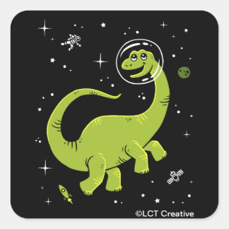 グリーンブロントサウルスディノスイン宇宙 スクエアシール