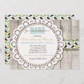 グリーンブ素朴ルー男の赤ちゃんシャワー招待状 招待状 (正面/裏面)