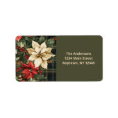 グリーンプエレガントライドポインセティアスクリスマスアドレス ラベル (正面)