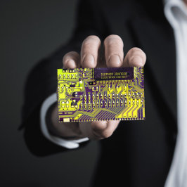 グリーンプモダンリント回路基板カスタムQRコード 名刺