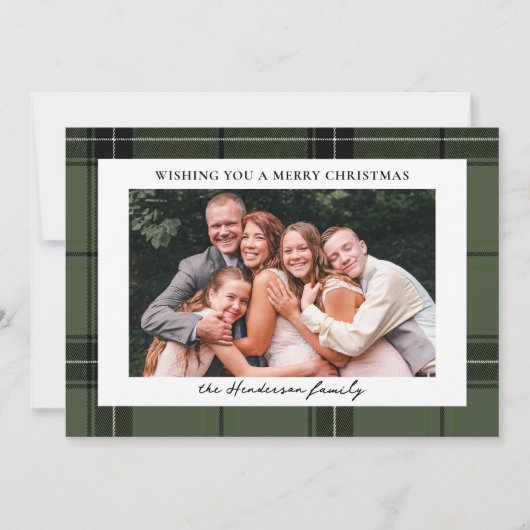グリーンプライドカスタム2枚の横型フォトクリスマス シーズンカード (正面)