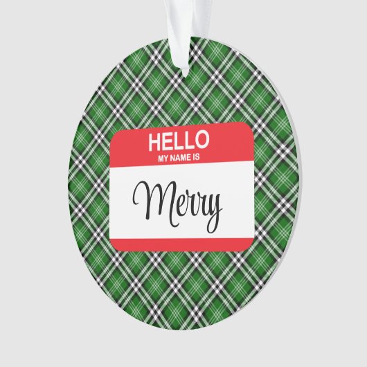 グリーンプライドメリーレッドこんにちは私の名前はラベル休日 オーナメント (正面)