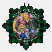 グリーンプライド素朴メリークリスマスフォト オーナメントカード (正面)