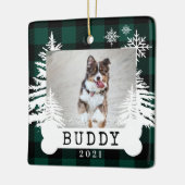 グリーンプライ素朴ドパインツリーズドッグボーンペットフォト セラミックオーナメント (左)