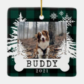 グリーンプライ素朴ドパインツリーズドッグボーンペットフォト セラミックオーナメント (裏面)