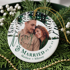 グリーンプラッド クリスマスの思い出 初めての結婚記念写真 セラミックオーナメント