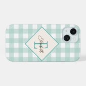 グリーンプラッド＋モノグラム iPhone 15ケース (裏面横)