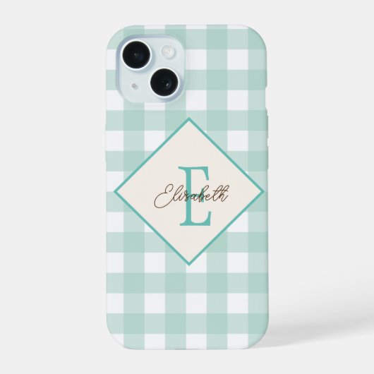 グリーンプラッド＋モノグラム iPhone 15ケース (裏面)