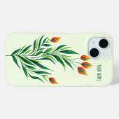 グリーンプラントオレンジバッド抽象芸術植物名 Case-Mate iPhoneケース (裏面 (横))
