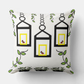 グリーンプラントバードの自然パターン クッション (正面)