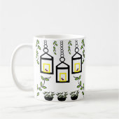 グリーンプラントバードの自然パターン コーヒーマグカップ (左)