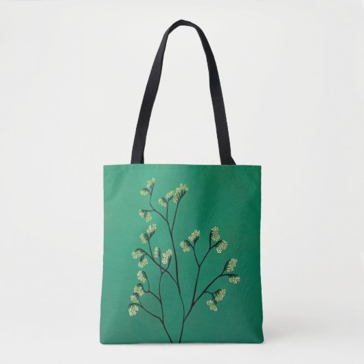 グリーンプラントミニマリスト植物芸術 トートバッグ (正面)