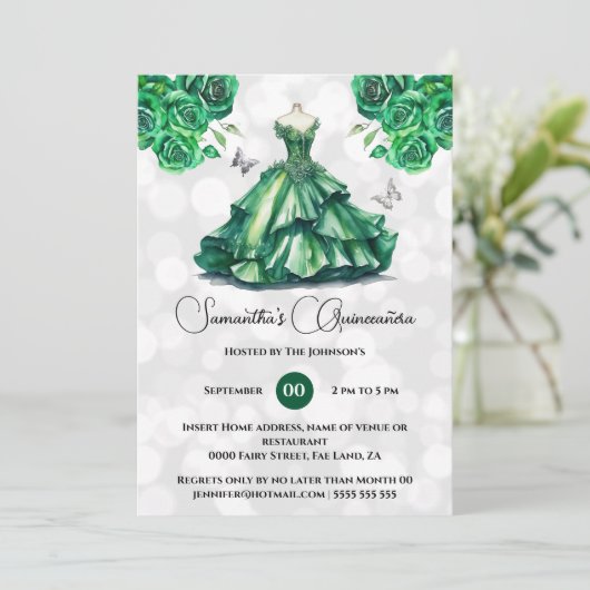 グリーンプリンセスキンセアニラファンタジーボールガウンバラ 招待状 (スタンド正面)