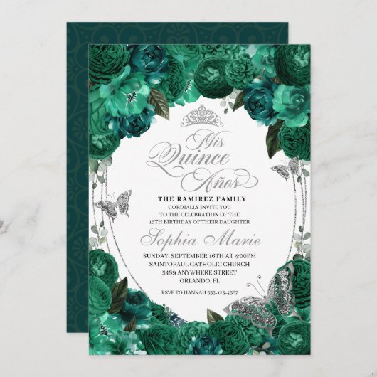 グリーンプリンセスティアラバタフライキンセアニェラ 招待状 (正面/裏面)