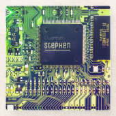 グリーンプリント基板・ギーク電子PCB ガラスコースター (正面)