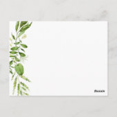 グリーンプレイスセッティングサンキューカード素朴緑 ポストカード (裏面)