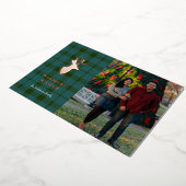 グリーンプレイドとバラ金ゴールドディアフォイルホリデーカード 箔シーズンカード (回転した状態)