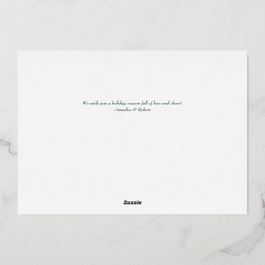 グリーンプレイドとバラ金ゴールドディアフォイルホリデーカード 箔シーズンカード (裏面)