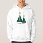 グリーンプレイドのクリスマスツリー金ゴールド星 パーカ (正面)