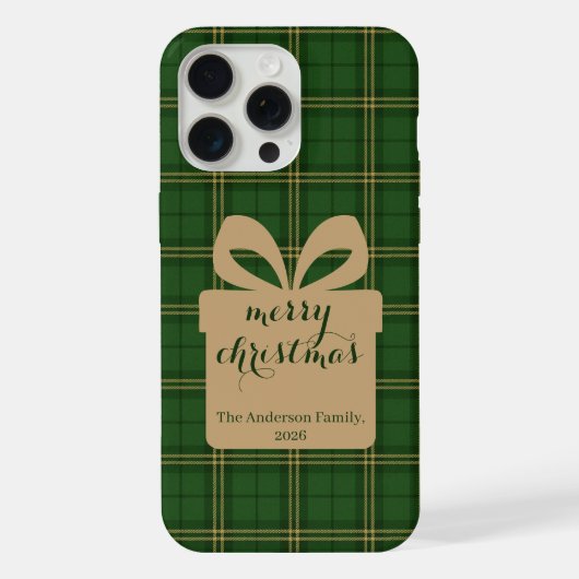 グリーンプレイドのクリスマスパターン -  iPhoneケース (裏面)