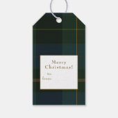 グリーンプレイドのクリスマス ギフトタグ (正面)